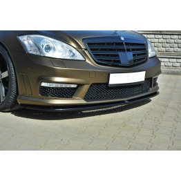 Накладка сплиттер на передний бампер на Mercedes S W221 AMG рестайл